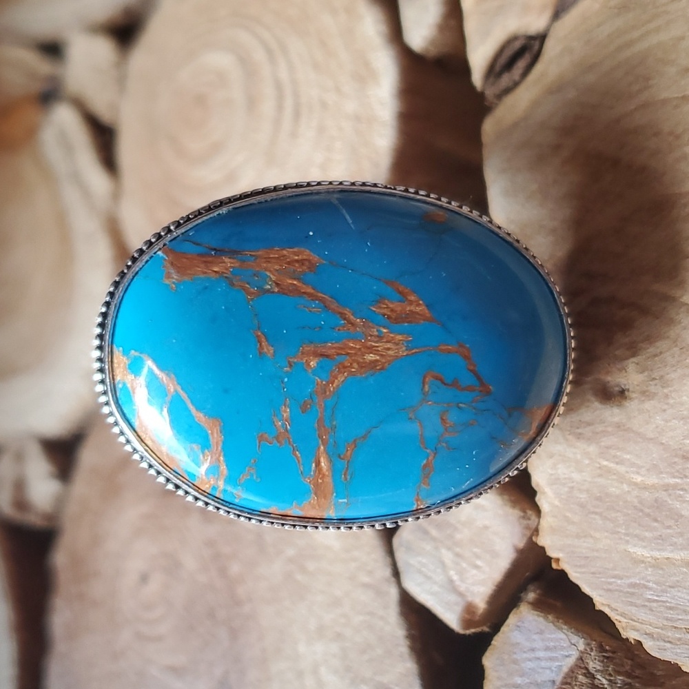New Copper Turquoise 925 Silver Ring.